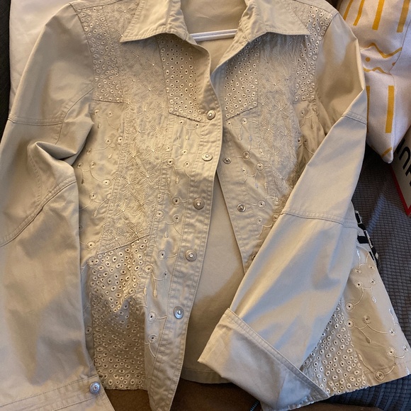 Bolaijue Couture Jeans Sparkly Eyelet Shirt/Jacket - Picture 1 of 5